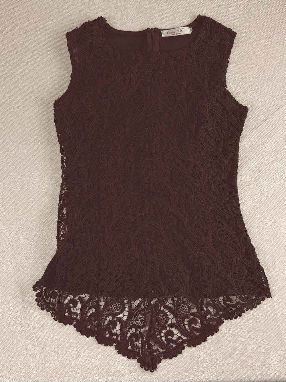 Crocheted Lace Sleeveless Camisole in Jet Black
